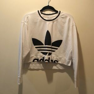 Adidas white cropped sweatshirt